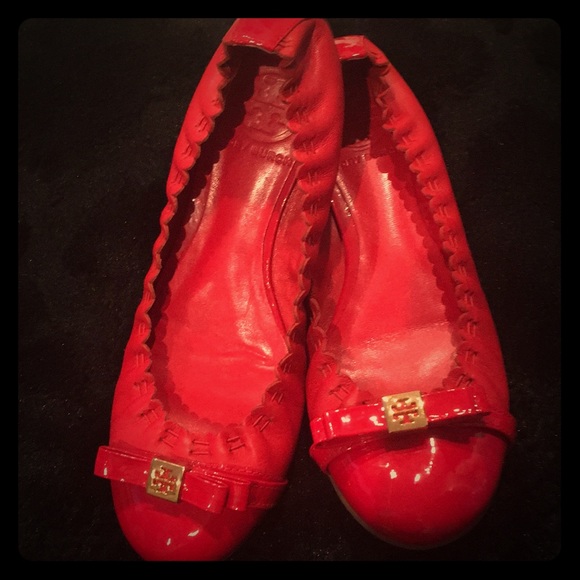 Tory Burch Vibrant Red Ballet Flats - Picture 1 of 8